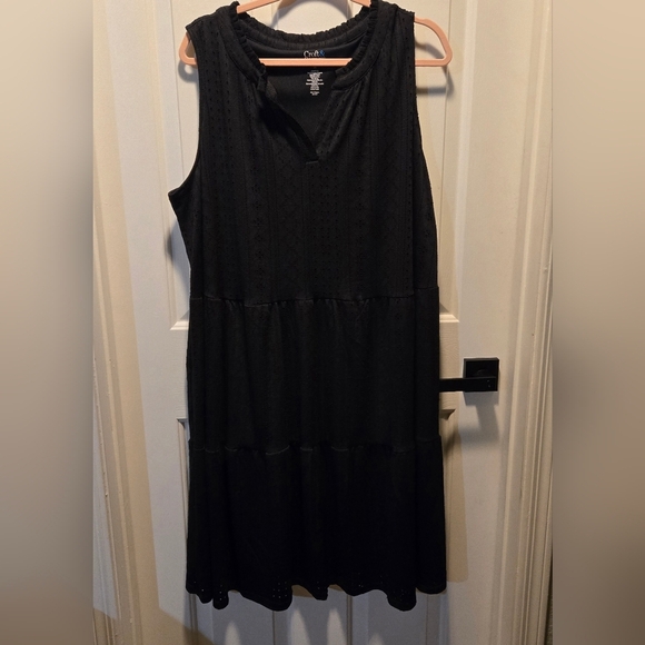 Croft & Barrow Black Sleeveless Sun Dress XL BOHO CHIC Mesh Knit Whimsy Goth - Picture 6 of 16